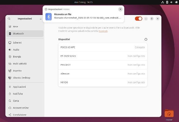 Come trasferire foto dal cellulare al PC con Bluetooth: Ubuntu