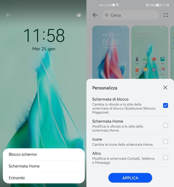 Come organizzare lock screen telefono Huawei