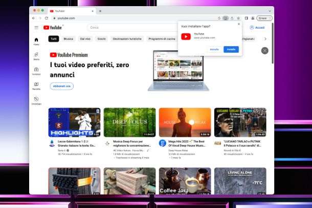 App YouTube per Mac