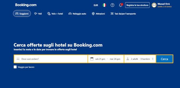 ricerca offerte su sito Booking