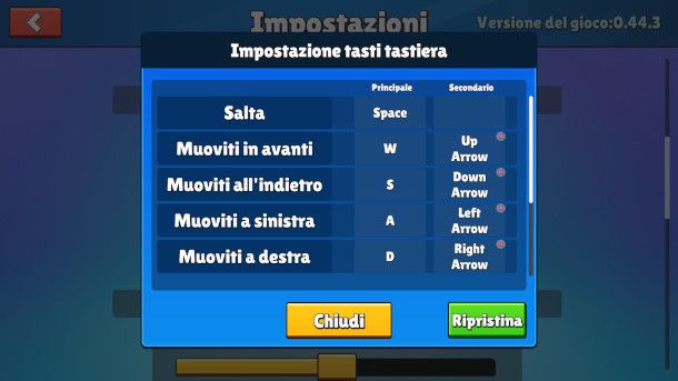 impostazione tasti Stumble Guys da PC