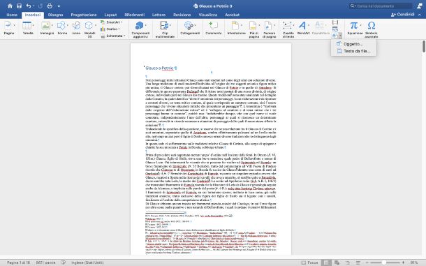 Word per Mac, importa testo