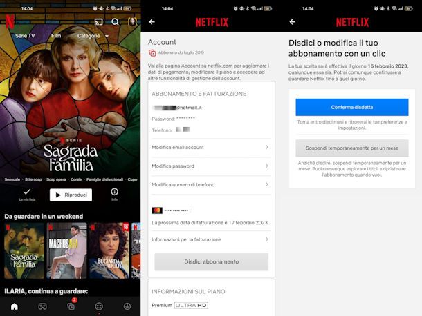 Come disdire abbonamento di Netflix da telefono