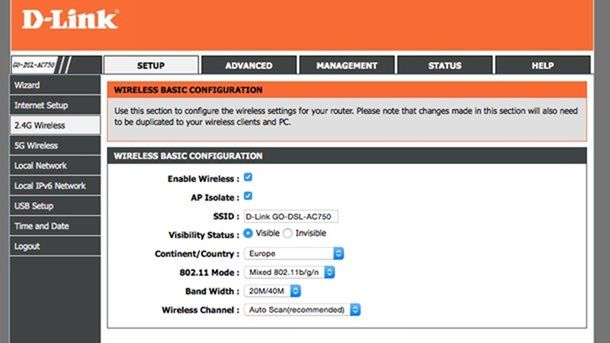 Modificare i parametri avanzati della connessione Internet