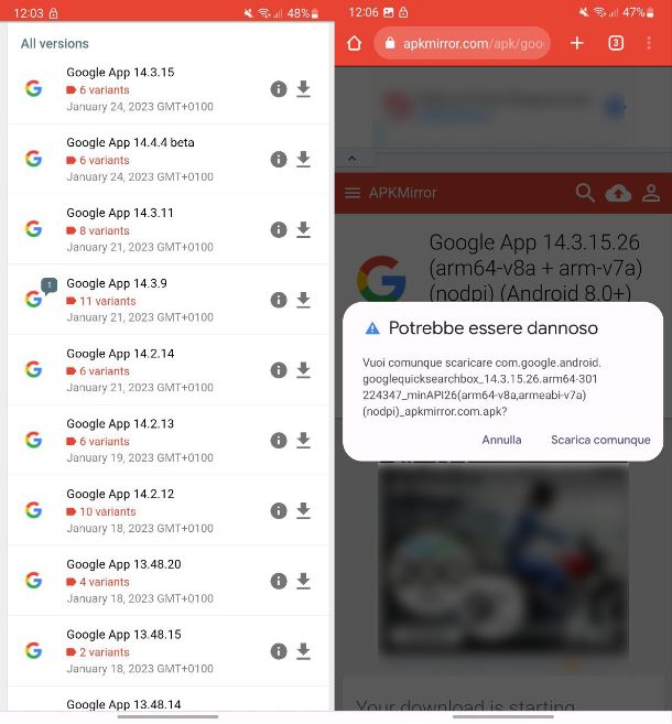 Come aggiornare Google tramite APK