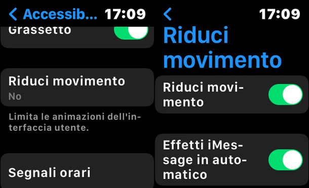 Ridurre animazioni Apple Watch