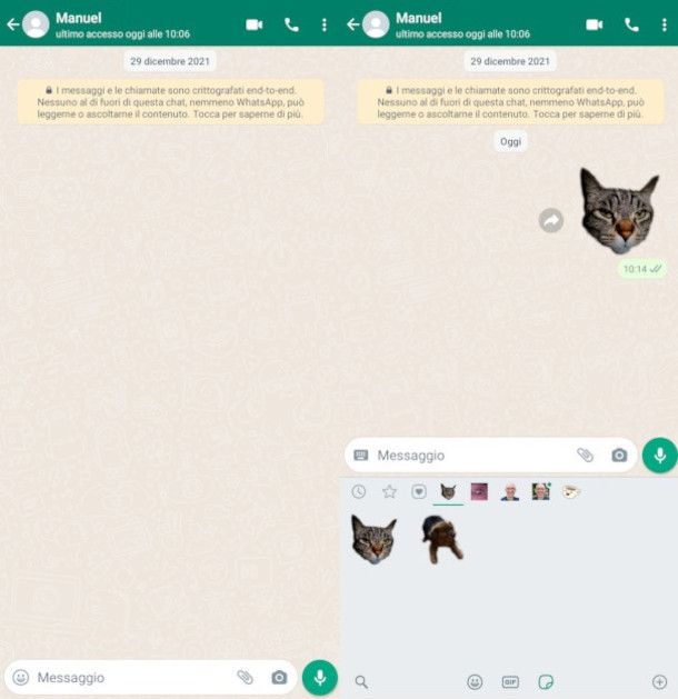 Invio sticker da WhatsApp per Android