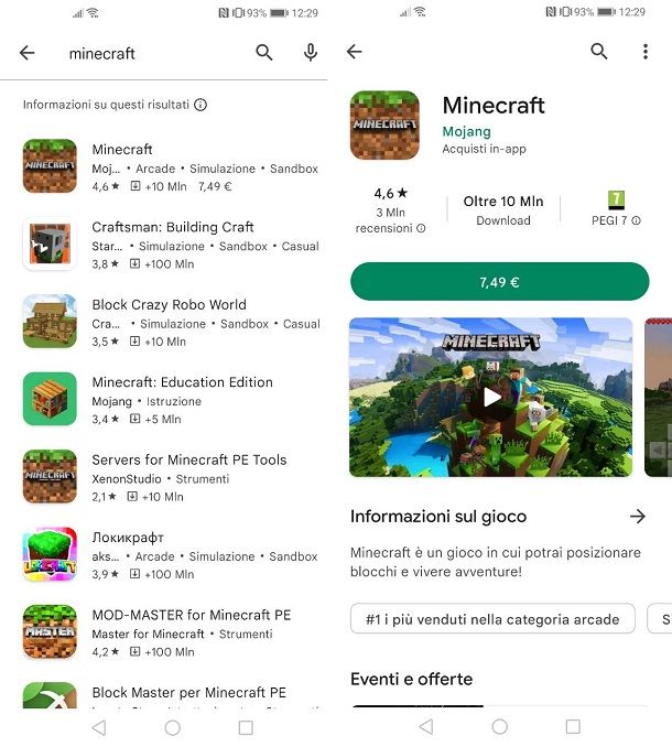 Play Store Minecraft