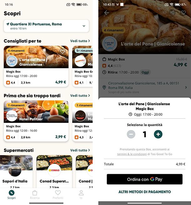 App per ordinare cibo avanzato