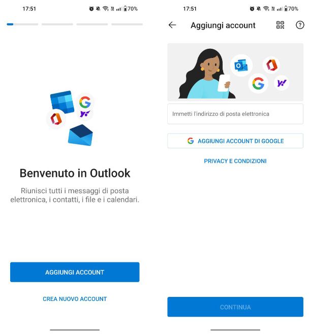 Come configurare email Outlook su Android