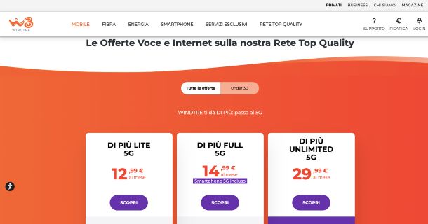 Pagina offerte WINDTRE 