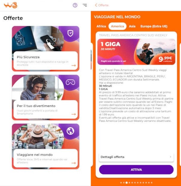 attivazione Travel Pass con Giga per navigare all'estero da app WINDTRE