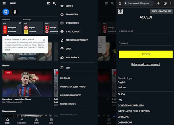 Attivare DAZN da Android