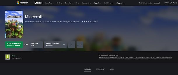 Xbox Store Minecraft