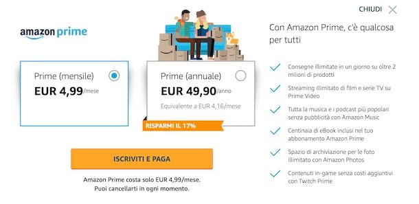 Amazon Prime mensile