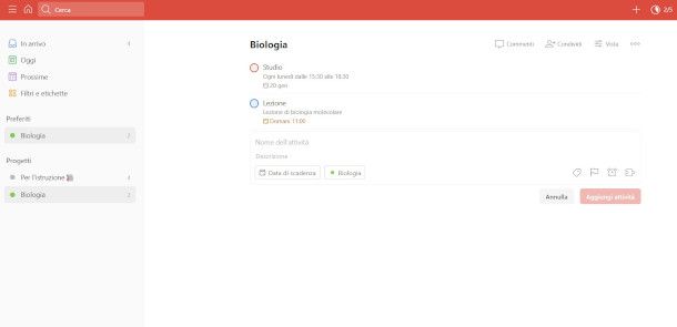 Creazione progetto e attività su piattaforma Todoist da Web