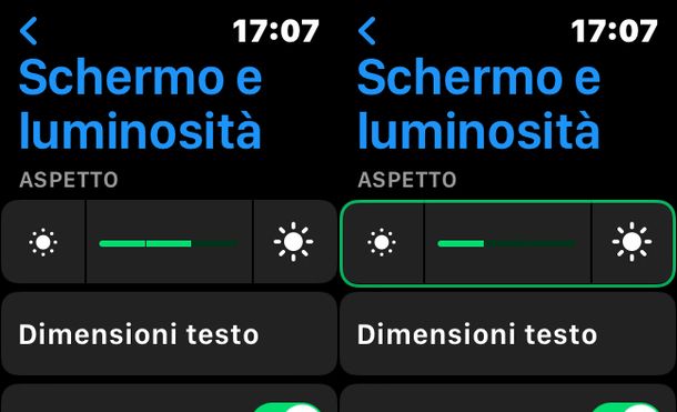 Ridurre la luminosità del display Apple Watch
