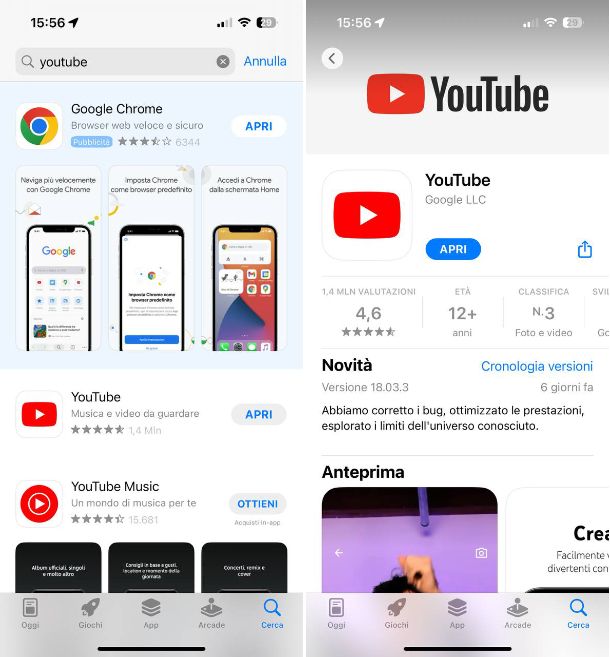 Come scaricare l'app YouTube su iOS