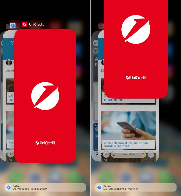 Chiudere app UniCredit