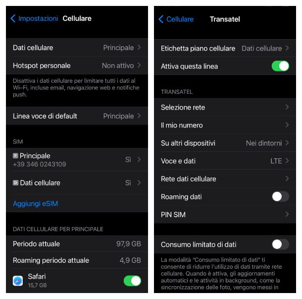 attivare e disattivare eSIM su iPhone