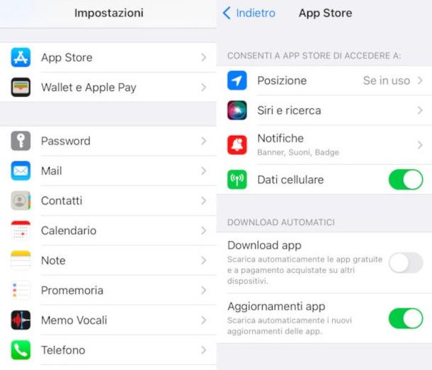 aggiornamento automatico app su iPhone