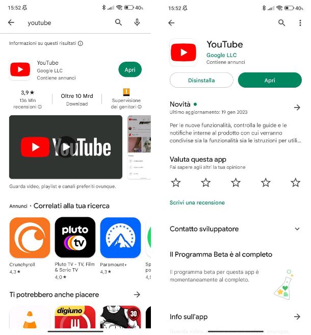 Come scaricare l'app YouTube su Android