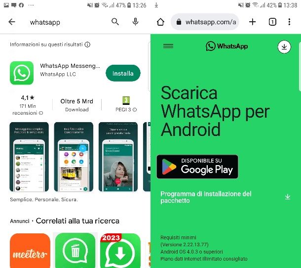 installare WhatsApp su android