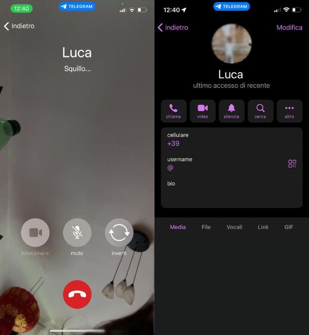 Videocall con Telegram
