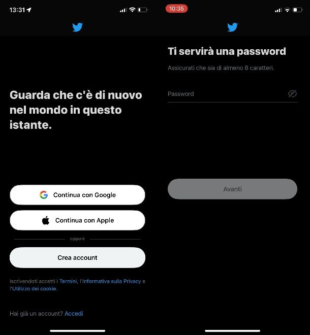 Twitter registrazione