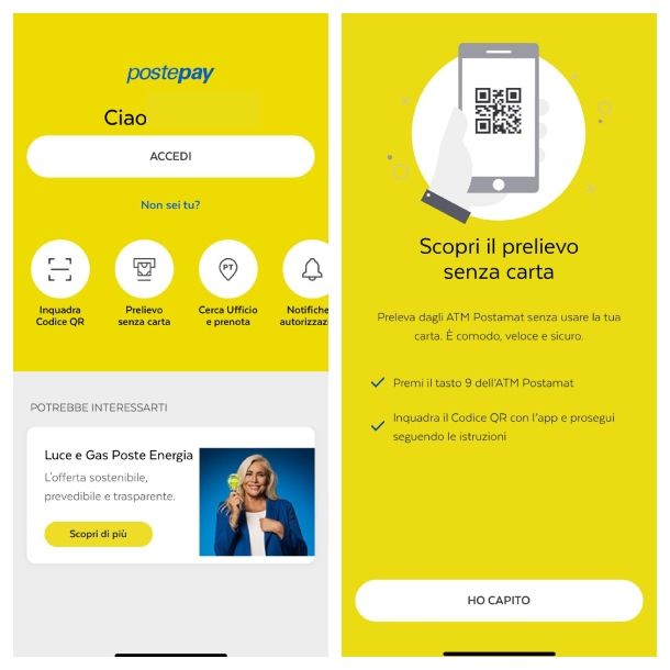 App PostePay, prelievo senza carta