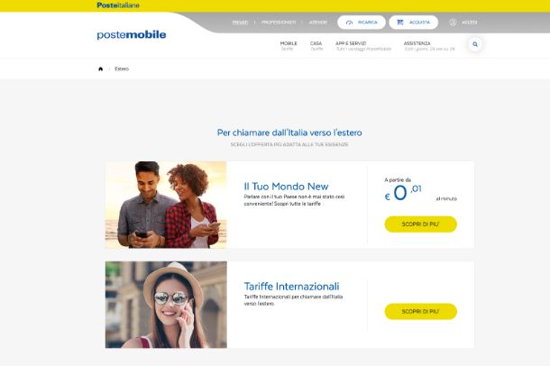 Offerte PosteMobile estero