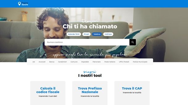 Come cercare un numero telefonico su PagineBianche