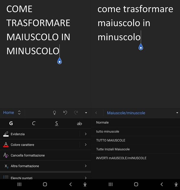 Come trasformare maiuscolo in minuscolo