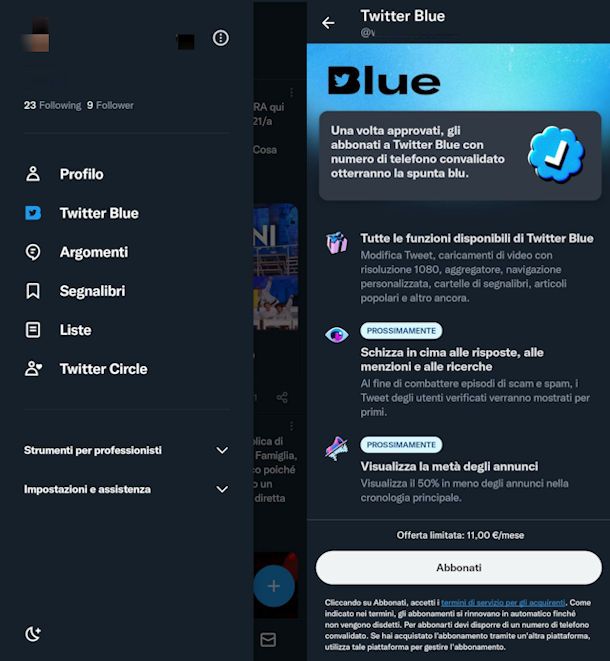 Come funziona Twitter Blue