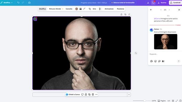 Canva invecchiare volto