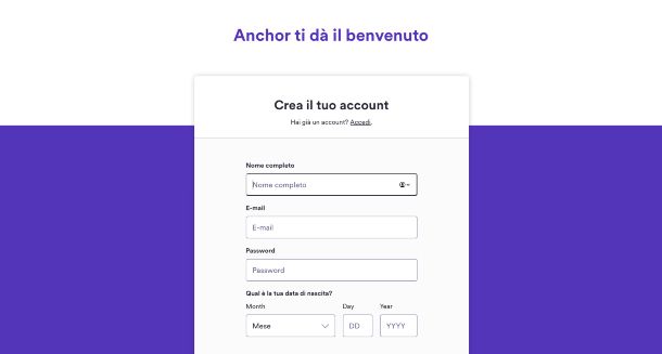 Anchor di Spotify registrazione