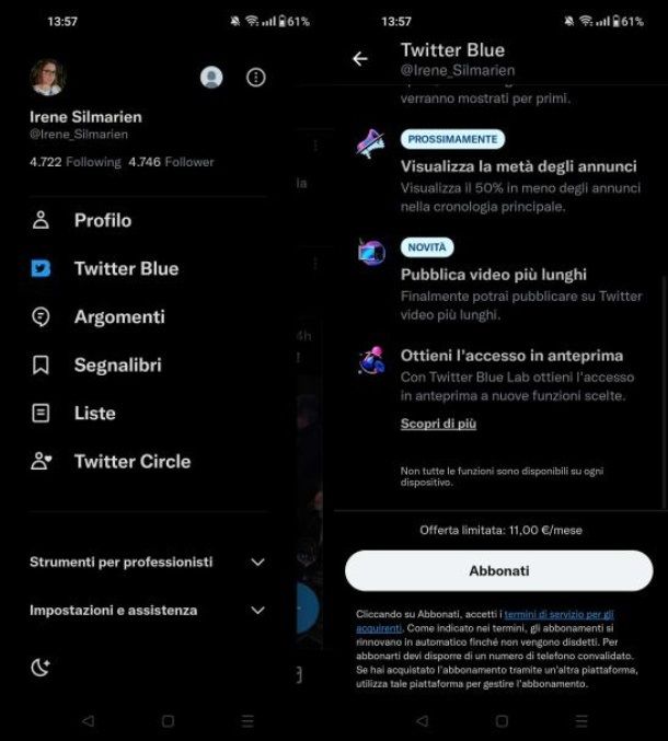 come abbonarsi a Twitter Blue da smartphone