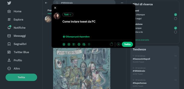 Inviare un tweet da PC