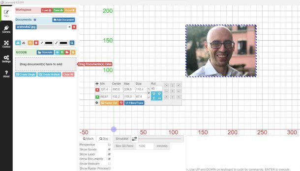 import immagine sul software LaserWeb