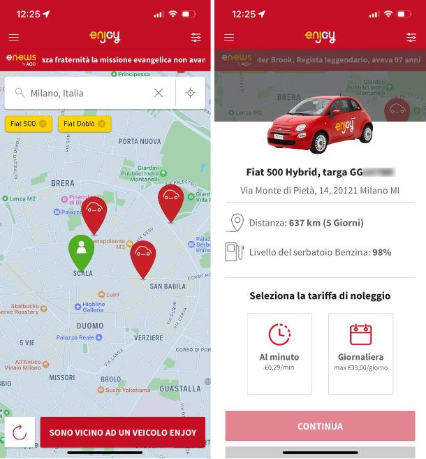 App per car sharing