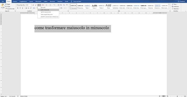 Come trasformare maiuscolo in minuscolo