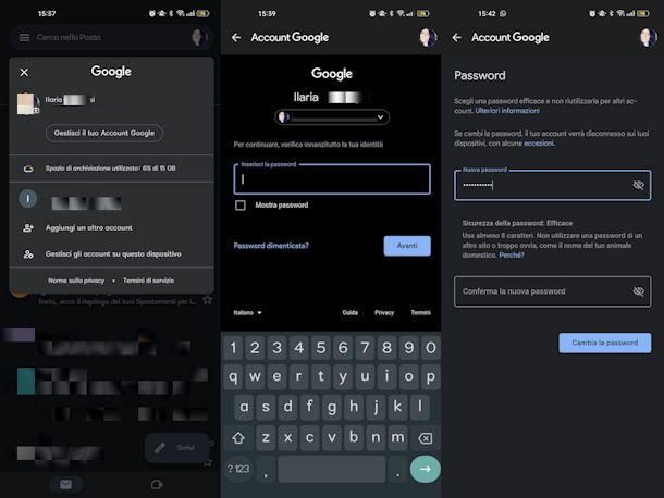 Come cambiare password Gmail su Android