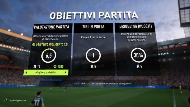 Overall FIFA obiettivi partita