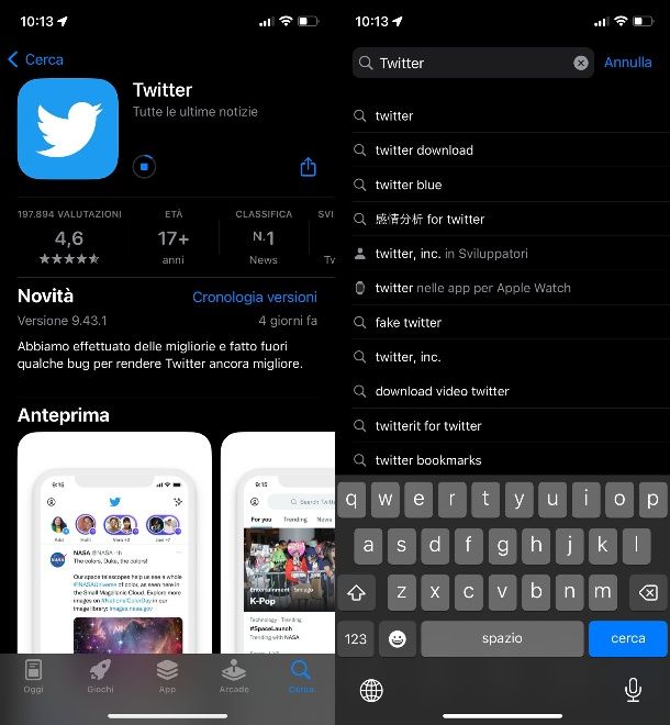 Twitter su App Store