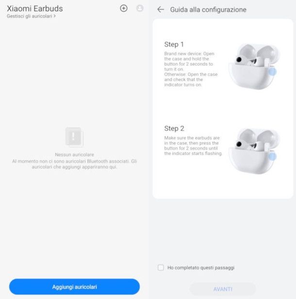 schermate app Xiaomi Earbuds