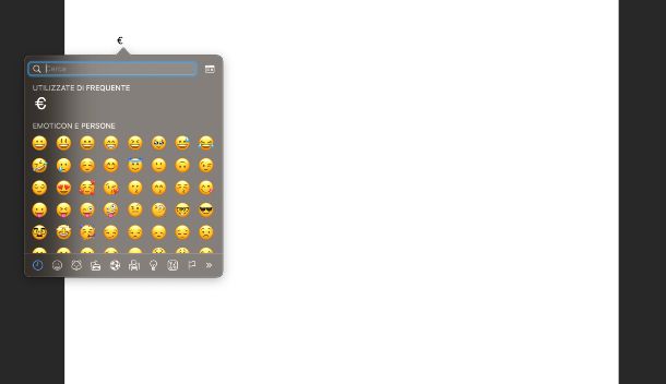 Fare simbolo euro Mac con Emoji e simboli