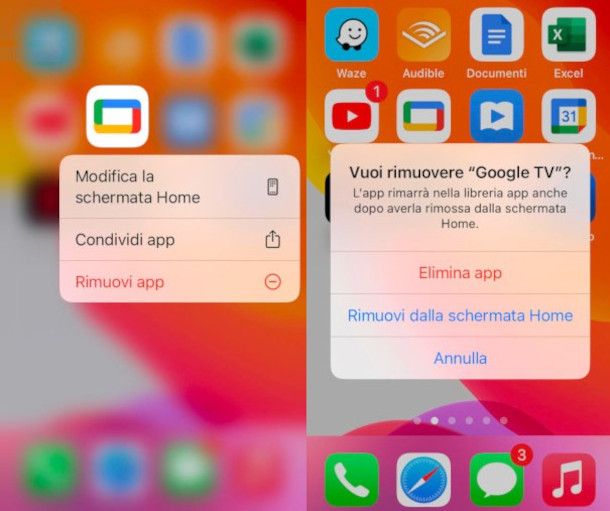 disinstallazione app Goole TV da iPhone