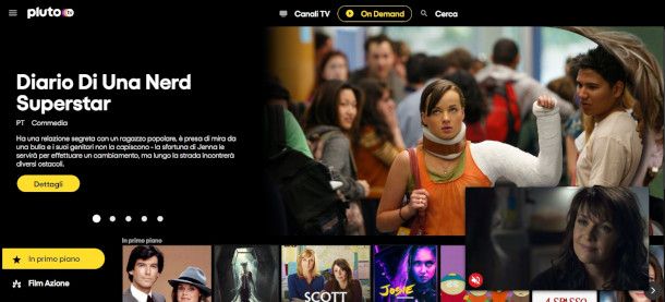 sezione on demand sito Pluto TV