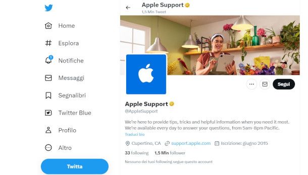 profilo Twitter Apple