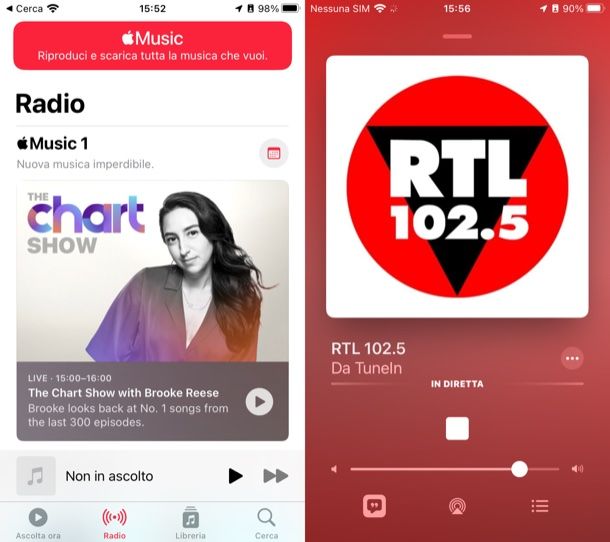 Ascoltare radio gratis su iPhone